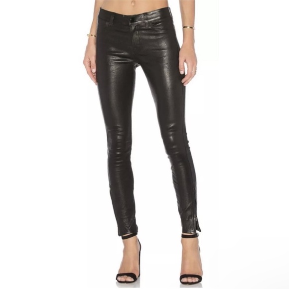 NWT J BRAND Forest Green Super Skinny Leather Legging Ankle...